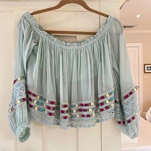 free people colorful off the shoulder top